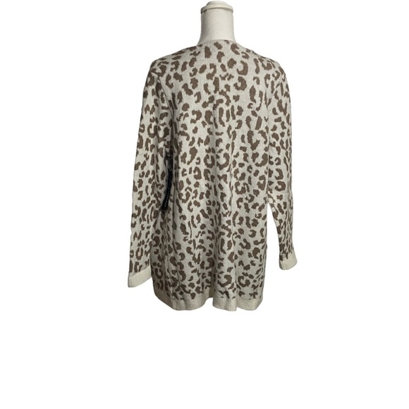 Cream & Tan Animal Print Pocketed Open Front Cardigan - Picture 3 of 7